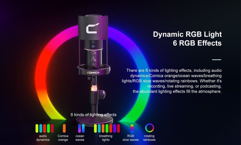 COMICA STA-U2D RGB Cardioid Condenser USB Microphone Kit